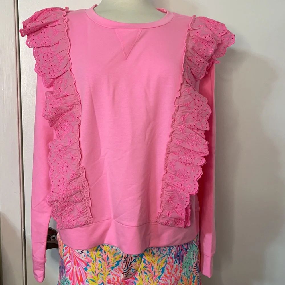Sweatshirt - Lilly Pulitzer Deva Sweatshirt- pink shandy LP28 - Picture 5 of 11